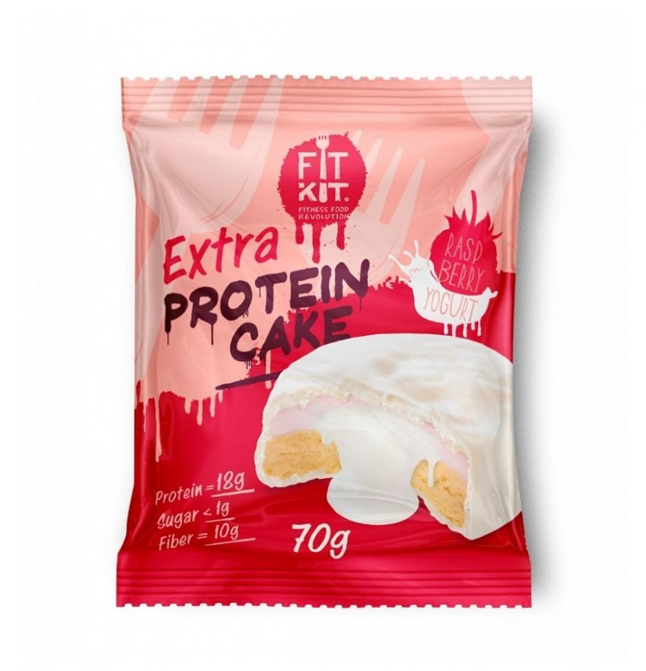 Печенье протеиновое FIT KIT WHITE Protein Cake EXTRA (Малина-йогурт) (70 г)  купить в Кемерово | FreshBurg